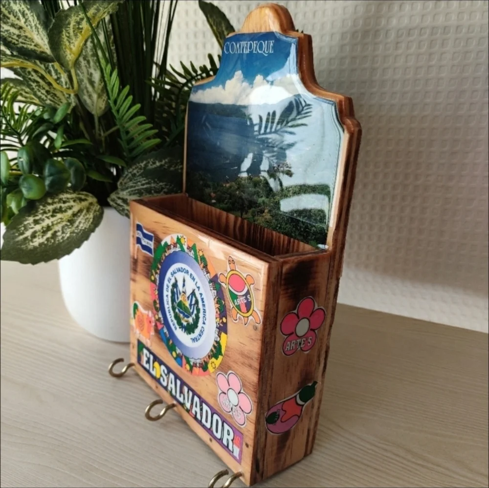 Wooden letter and key holder from El Salvador